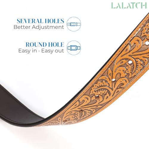 Image of Cowboy Cowgirl Belt Western Belts for Men Women Floral Engraved Longhorn Bull Buckle Belt for Jeans