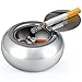 Stainless Steel Cigarette Ashtray with Lid, maxin Smokeless Ashtray Indoor Desktop Smoking Ash Tray for Home office Decoration- Silver