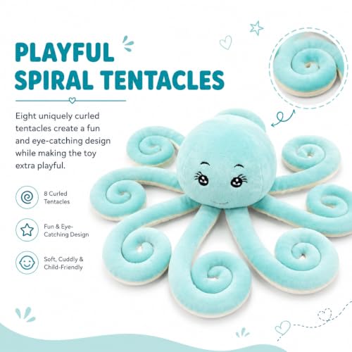Image of ZEXSAZONE Soft Plush Octopus Toy | Cuddly Baby Stuffed Animal | Safe Toy Companion for Kids & Toddlers | Gift Option (Mint Green)