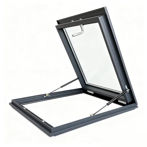 Fenêtre de toit pour greniers, vérandas et sous-sols – Verre trempé double couche incliné/design plat 98 x 78 cm Solutions d'éclairage intérieur