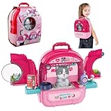 Mochila Hospital Pet Cat Gato Infantil 2 em 1 Com Acessórios DM Toys DMT6803