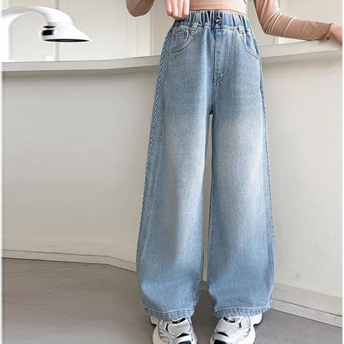 Teen Girls Baggy Jeans Wide Leg High Waist Vintage Denim Pants Kids Fall Casual Flare Denim Trousers with Pockets4