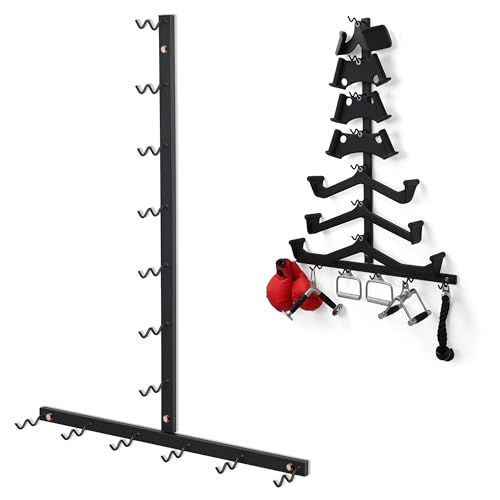 mucnfts Cable Attachment Storage Rack Wall Mounted LAT Pulldown Bar Holder Home Gym Organizer for Cable Handles Vertical and Horizontal Set
