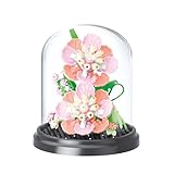 Jollcnoia Fantasy Pink Flowers Home Bouquets Dust Cover Set Building Toy Creative Assembly Bonsai Tree, Ideal for Valentine's Anniversaries Birthday