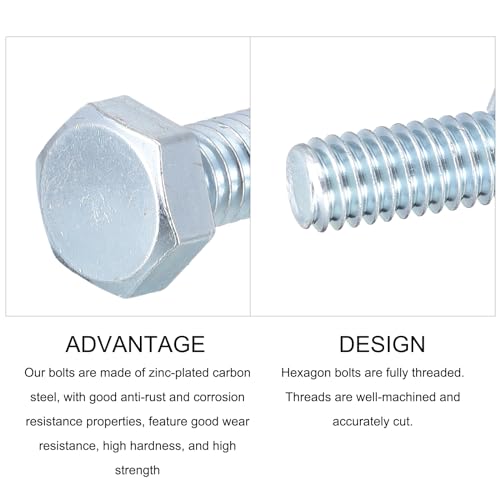 Image of METALLIXITY Hex Bolts (5 /16-24x2) 10Pcs, Carbon Steel Zinc Plated Fully Threaded, UNF Fine Thread Hex Head Screw Bolt - for Furniture Repair, Silver