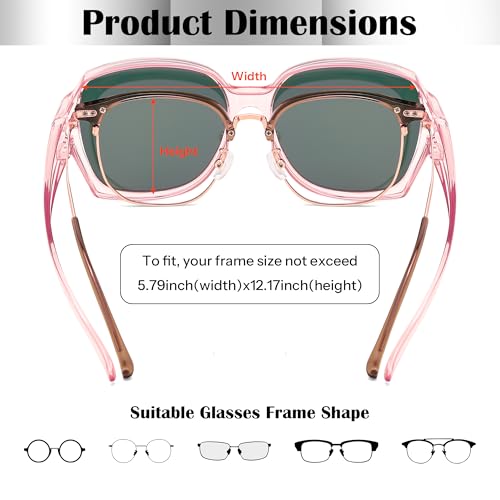 FEISEDY Polarized Sunglasses Fit Over Glasses for Men Women, Oversized Square Sun Glasses B4192 — view 6