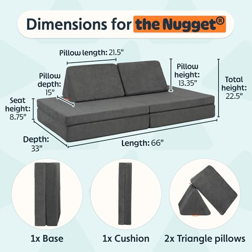 Image of Nugget - The Original Play Couch for Kids - Modular Foam Children's Sofa for Playroom, Imagination, & Creative Open Ended Play - Washable & Convertible Playroom Furniture, Harbor