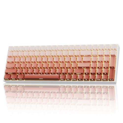 Image of ZORNHER ZH100 Wireless Mechanical Keyboard,98% Pink Creamy Keyboard with Number Pad,Full Size Rose Gold Gaming Keyboard,Lighted Up PBT Dipped Keycaps,Creamy Sounding Linear Switches