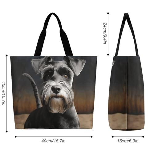 Animal Schnauzer Dog Large Grocery Tote Bag Women Fashion Handbag Duty Reusable Shoulder Bag for Travel Vacation Shopping Beach Bags2