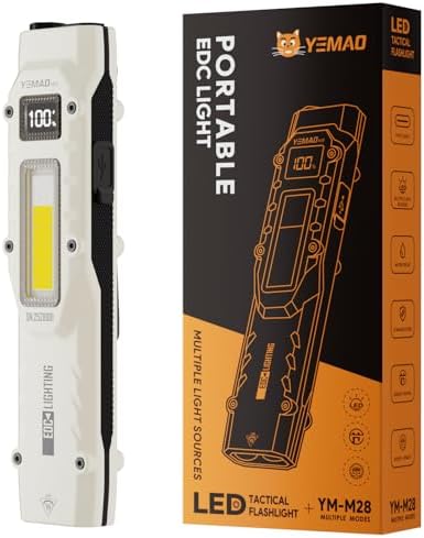 880 Lumens Flat Flashlights Rechargeable, EDC Tactical Flashlight with Clip,13 Modes Small Pocket Flashlight with Digital Display,1000 mAh EDC Light for Home Emergency,Outdoor and Work