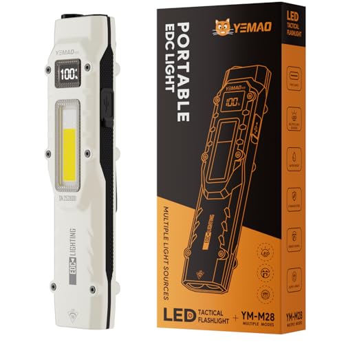 Image of Yemao EDC Tactical Flashlight, Flat Flashlights Rechargeable,Dual-Switches LED Small Flashlight,Stainless Steel 8 Modes Pocket Flash Light for Home,Camping,and Emergency