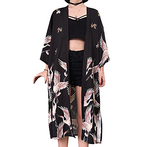 YM YOUMU Japanischer Kimono-Cardigan für Damen, Yukata, Oberteil, Vintage,...