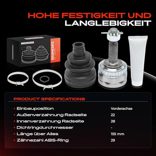 Frankberg 1x Gelenksatz Antriebswelle Vorderachse Kompatibel mit Corsa B 73 78 79 1.0L-1.7L 1993-2000 Meriva X03 1.4L 1.6L 2003-2010 Corsa C X01 1.4L 2000-2009 Replace# 374218