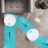 Whychstore Ultradünner Saugroboter mit Wischfunktion, 18 x 18 x 6 cm, wiederaufladbar, intelligenter Navigations-Staubsauger für Tierhaare auf Hartböden und Teppichen, Schwarz