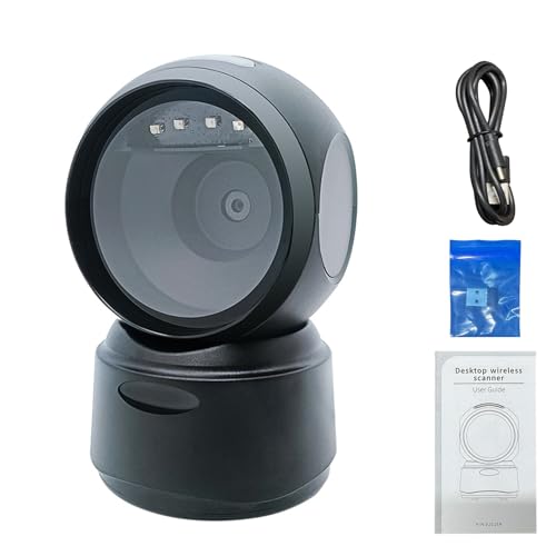 ANGGREK Escáner de Código de Barras Inalámbrico, Fuente de Luz LED de 625 NM, Decodificación Rápida, Lector de Código de Barras 1D 2D Manos Libres para Venta Minorista y Almacén
