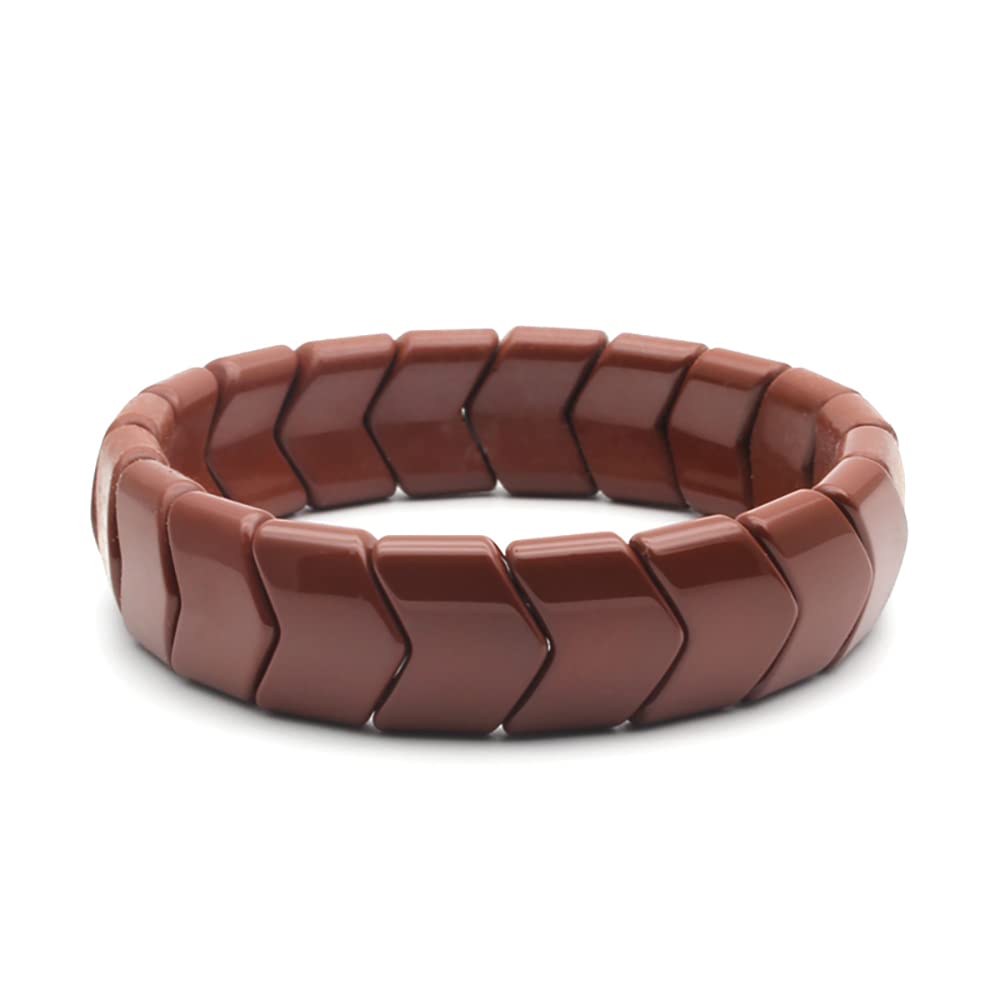 Power Ionics Handmade Beaded Bracelets for Men and Women, Brown Tourmaline 15mm Arrow Beads, High Elastic 17.5-21cm Size, Mens Beaded Bracelets