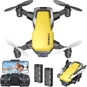 SIMREX X300C Mini Drone with Camera 720P HD, RC Quadcopter Foldable, Altitude Hold, 3D Flip, Headless Mode, Gravity Control and 2 Batteries, Gifts for Kids, Adults, Beginner, Yellow