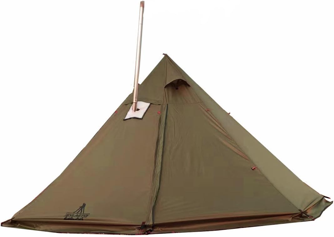 MCETOTX400Ultra Height Adjustable Tipi Hot Tent, Ultralight Stove Tent for Bushcraft Hunting Camping(Brown)