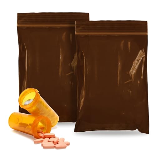 Storage Bags with Zipper, Amber 6 x 8 in, 3 Mil LDPE, Reclosable Zip Closure, Opaque Light-Reducing Poly Bags for Storage, Packaging and Shipping, 100 Count