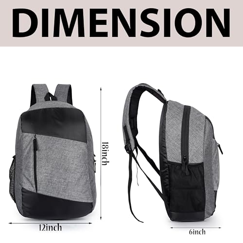 Image of First Look 15L Laptop Backpack for Men & Women with Bottle Pocket | Padded Shoulder Straps, Multi Compartments | Durable Fabric Construction | Ideal for Travel & College Bag | Grey