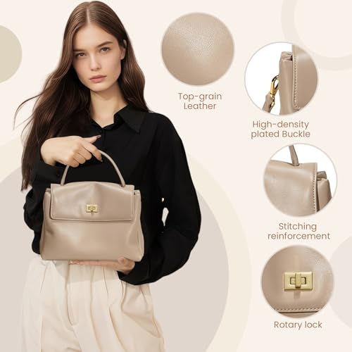 Genuine Leather Crossbody Bags for Women with Top Handle，Messenger Bag Shoulder Satchel purse with Adjustable Strap4