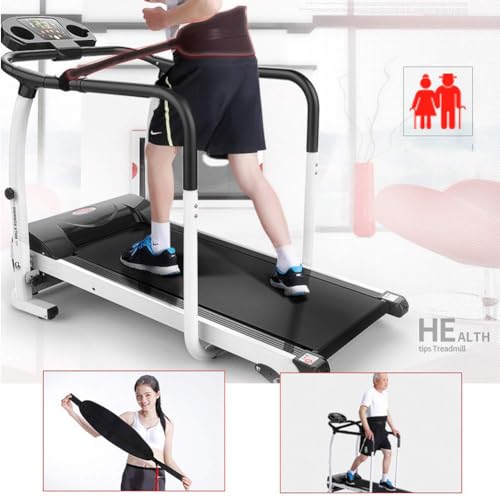 Image of Cardio Running Walking Treadmill with Extended Safety Handrails, Low-Impact, Low Wide Deck,with Cup Holder
