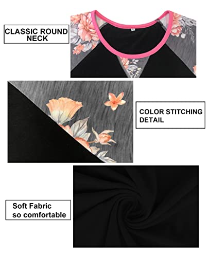 Image of CARCOS Plus Size Tops for Women Short Sleeve Shirt Summer Star /Leopard /Tie Dye /Flower Crewneck Pullover Tunic XL-5XL
