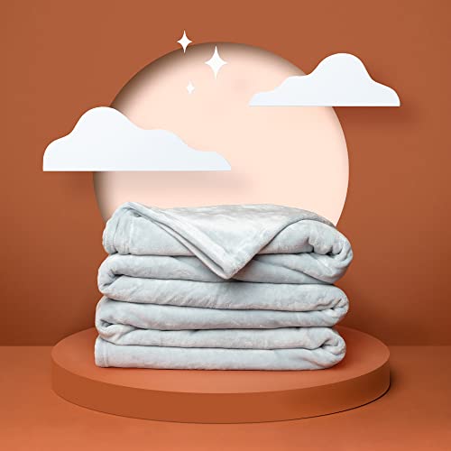 ViscoSoft Fleecedecke Full/Queen Size - Weich & Plüsch, leichtes Design - Hellgrau Überwurf Decke für Sofa, Bett, Couch, alle Jahreszeiten, Haustiere Cover