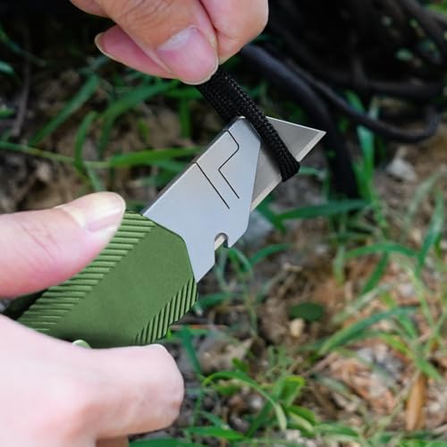 Image of Aluminum Alloy Utility Knife, Retractable Box Cutter,Pocket Knife Replaceable Blade EDC Razor Knife with 10pcs Blades(GREEN)