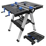 Portable Folding Work Table, 2 in 1 as Sawhorse & Workbench, 32" W x 25" D x 32" H Lightweight Worktable with Large Load Capacity for DIY Home Improvement and Woodworking