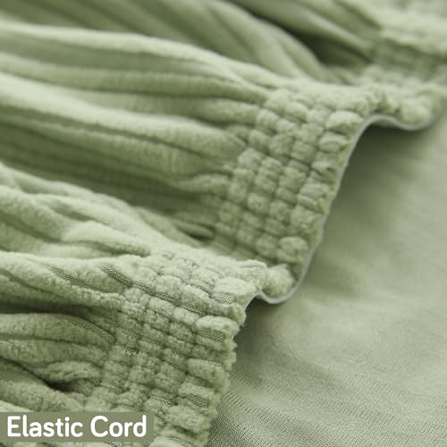 Image of HOKIPO 200 GSM Stretchable Knitting Jacquard Chair Cover Set of 2,'Nestiva Series' Pastel Green (AR-6072-GRN)