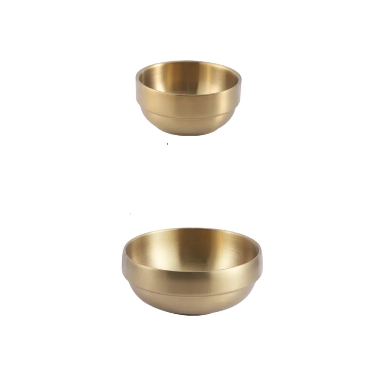 Cuenco de acero inoxidable Tazón De Arroz Acero Inoxidable Doble Capa Dorado, Pequeño, For Uso Comercial, For Sopa Kimchi(SetB)