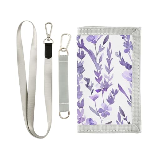ALAZA Kids Wallets for Boys Girls Toddler Trifold Wallet Children Small Lavender Watercolor Floral with Zipper Coin Pocket