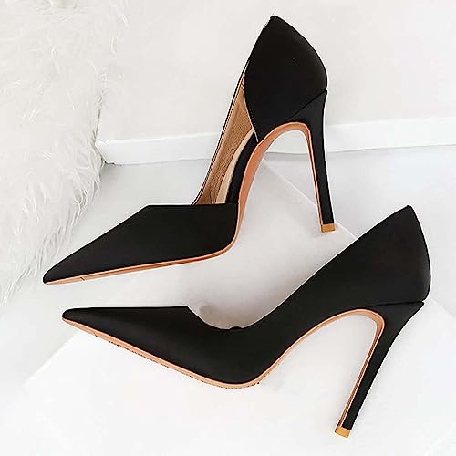 JOEupin Women's High Heel Slip on Pumps D'Orsay Pointed Toe Classic Fashion 4inch Party Stiletto Heels Dress Office Shoes4