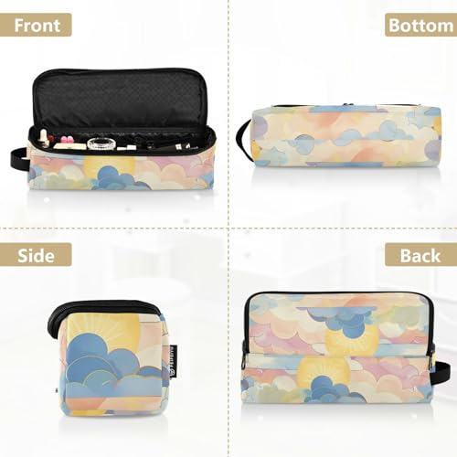 Organizador portátil para herramientas de peinado con diseño de nubes pastel, incluye tapete resistente al calor para plancha alisadora, rizador y otras herramientas miniatura 5
