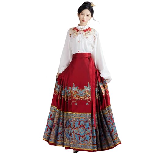 Jupe de style chinois rouge cadeau idéal pour fiançailles et hiver