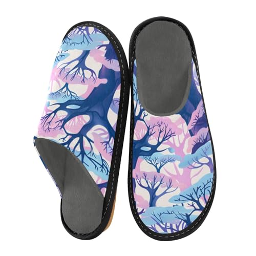 Slippers for Women Winter Trees in Purple Soft Fuzzy Women's Slippers Indoor and Outdoor Shoes