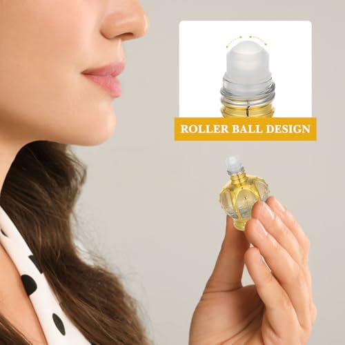 2pcs Mini Arabic Crystal Glass Roller Bottles 15ml Gold Refillable Essential Oil Roll On Dispenser Empty Travel Perfume Sample Container 15ml2