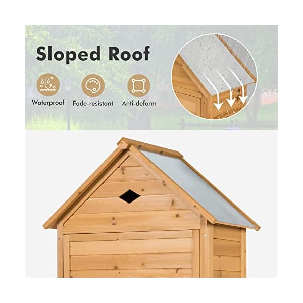 GIANTEX Gartenschrank Holz wetterfest Gartenhaus Gerätehaus Gartenhütte Gartenschuppen 4 Einlegeboden Geräteschrank… – Bild 4