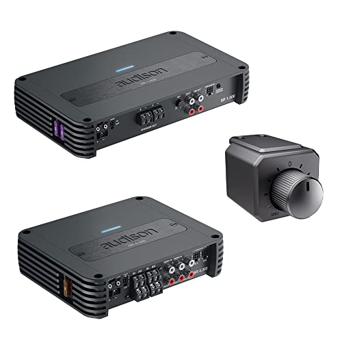 Audison SR Series 1.500 1000W Mono Amplifier with VCR-S1 Sub Volume Remote Control and 4.300 4 Ch 85Wx4 Amplifier