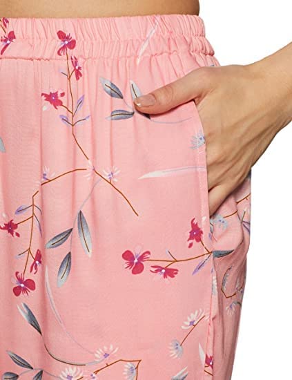 Image of Longies Women's Rayon Pyjama Night Suit Regular Capri Set ((LGRCSSY003 Pink XLarge) XL)