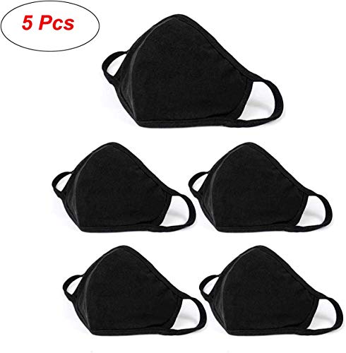 Preisvergleich Produktbild Xincheng Gesichtsmaske Schwarze Mund-Maske 5 Stück Waschbar Wiederverwendbare Bequemes Baumwolltuch Atemmaske Staubmaske for Frauen-Mann Teen Kinder for Radfahren Camping-Reisen im Freien