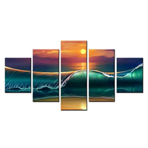 Peinture paysage 5 pièces pour salon et chambre déco murale moderne sans cadre