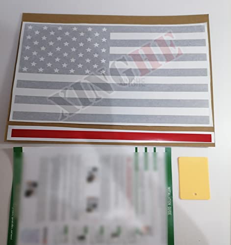 Image of Xinghe for 2004-2018 Chevy Silverado GMC Sierra Chevrolet Colorado, Rear Middle Window Firefighter American Flag Decals, Matte Black