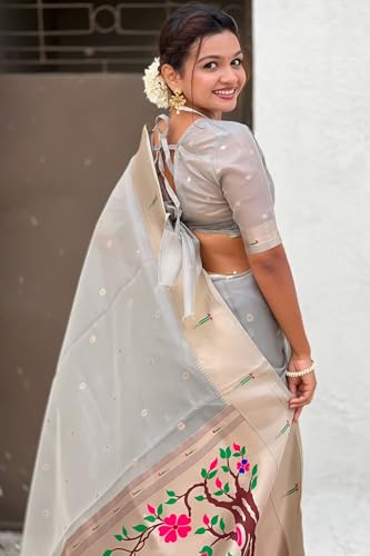 Image of SGF11 Women's Organza Kanjivaram Pure Soft Silk Handloom Saree Pure Golden Zari With Blouse Piece