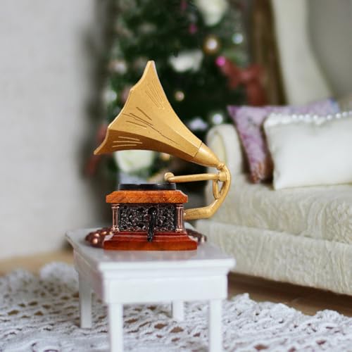 Modèle phonographe unique en résine pour décor de mini maison - 7