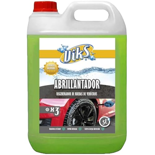Viks | Abrillantador de Neumáticos Profesional | Restaura y Protege los neumáticos y consigue un Brillo Duradero | Abrillantador para Ruedas, Cauchos, Gomas y Plásticos | 5 litros