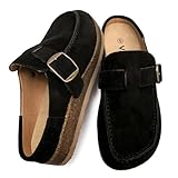 Genuine Full-Grain Leather Upper - Crafted from high-quality genuine leather, these women's clogs feature excellent breathability to keep your feet dry and comfortable all day long. The leather surface is wear-resistant and easy to clean, just wipe w...