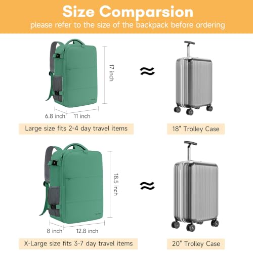 Image of Taygeer Travel Backpack for Women, TSA Friendly Bag for Business Hiking | 40L Airline Approved Carry On Bag with 17.3 inch Laptop Compartment, Backpack Carry On Luggage for friend Gym Sport, Green