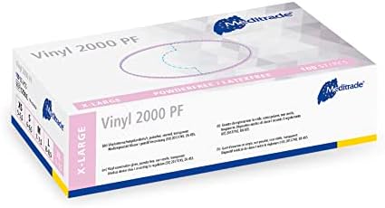 Examination Gloves - Medium, Powderless, Hypoallergenic, Heavy Duty, Latex Free, Long Cuff, Ambidextrous, Disposable, for Any Sector, Bulk Buy (Clear) (X-Large) - Meditrade Vinyl 2000 PF